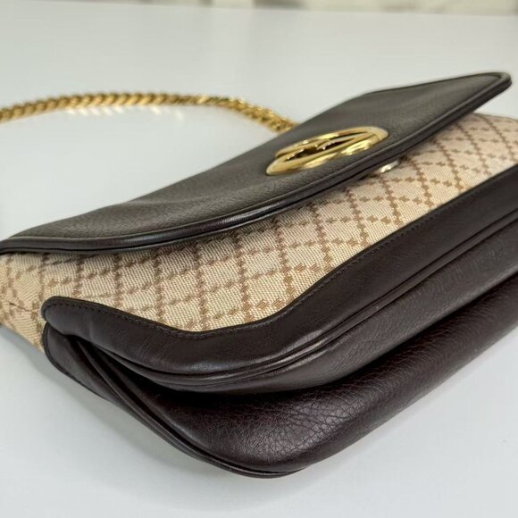 Gucci GG Logo Flap Shoulder Bag Crossbody Dark Purple Leather - Picture 6 of 9